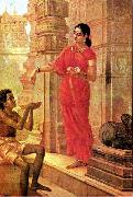 Raja Ravi Varma Lady Giving Alms painting